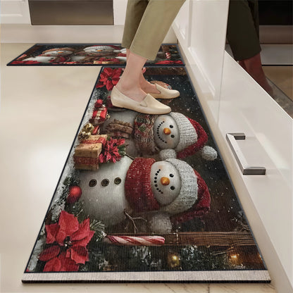 Shineful Ultra-Thin Non Skid Floor Mat, Kitchen Rugs Frosty’s Festive Gathering