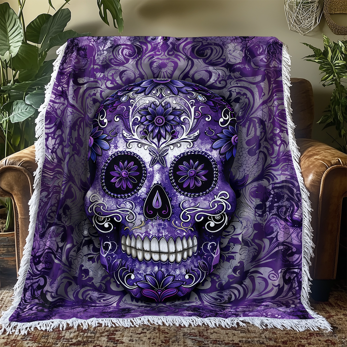 Shineful Woven Tapestry Throw Blanket - Gorgeous Mandala Skull