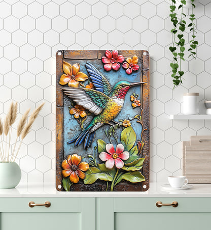 Shineful 2D Metal Sign Charming Hummingbird