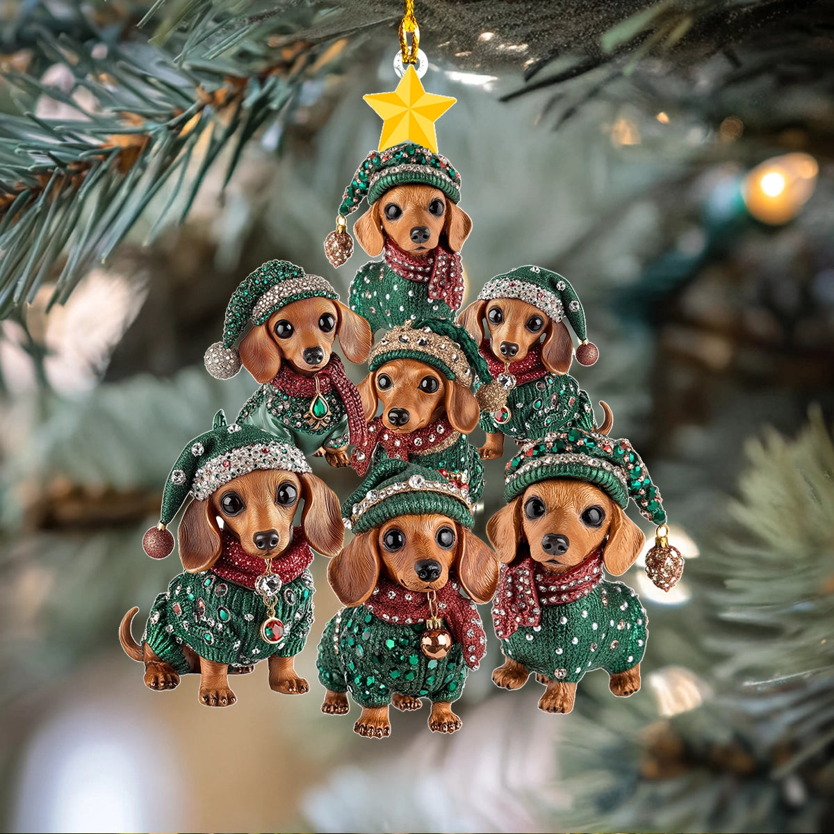 Shineful 2D Acrylic Ornament Dachshund Christmas Tree of Joy