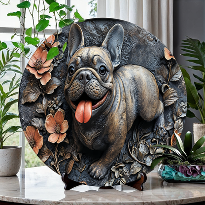 Glänzendes 2D-Holzschild, Hängedeko, Türschild – Lovely Frenchie