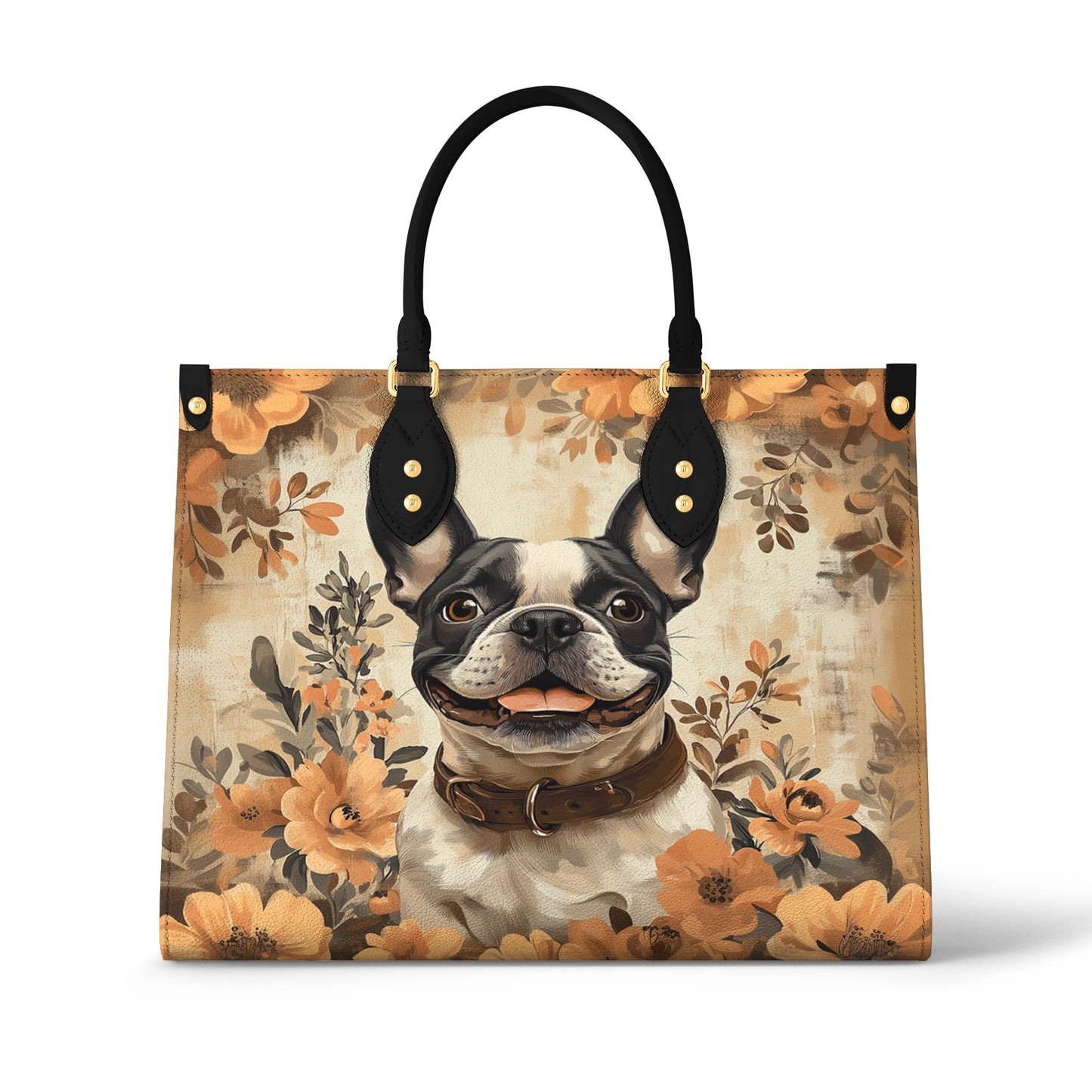 Shineful Leather Bag French Bulldog Floral