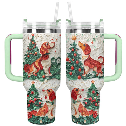 Shineful Glossy Tumbler Dachshund & Claws Christmas