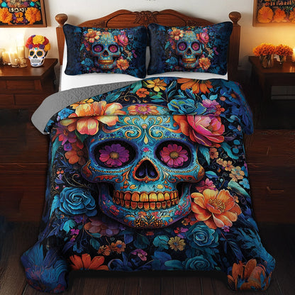 Shineful All Season Quilt 3-Piece Set - Sugar Skull Fiesta