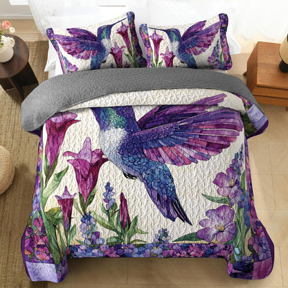 Shineful All Season Quilt 3-Piece Set Floral Hummingbird