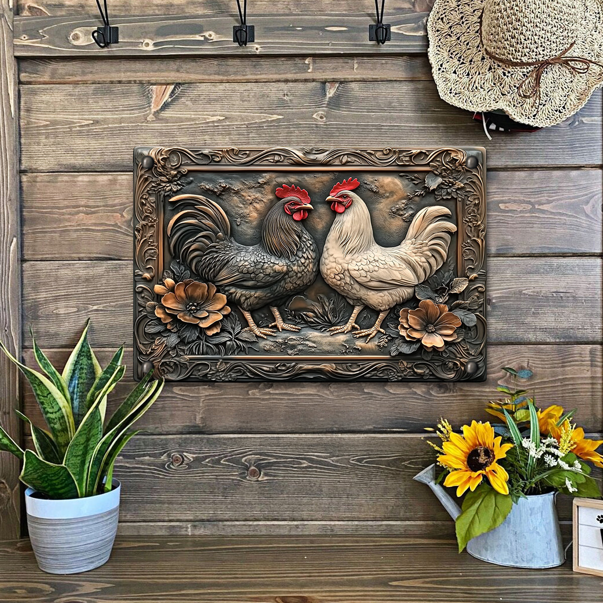 Shineful 2D Metal Sign Rustic Rooster