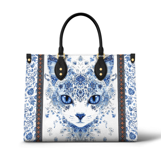 Sac en cuir brillant Chat de beauté bleu