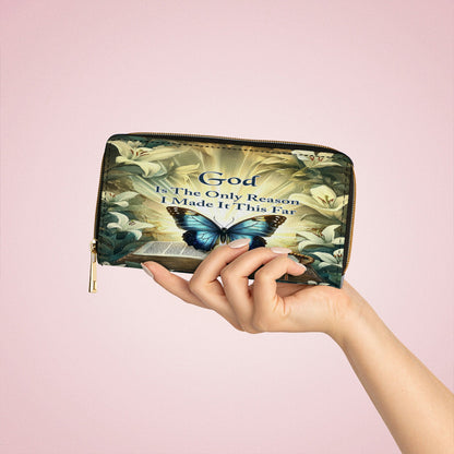 Shineful Leather Clutch Purse With Wristlet Strap Handle Divine Butterfly Haven