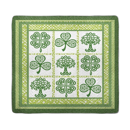 Shineful All Season Quilt 3-Piece Set - Irish Celtic Lucky Shamrock