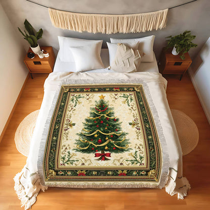 Shineful Woven Tapestry Throw Blanket Classic Christmas Tree