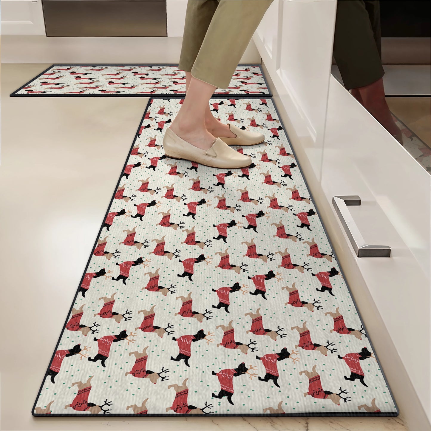 Shineful Ultra-Thin Non Skid Floor Mat, Kitchen Rugs Merry Christmas Dachshunds