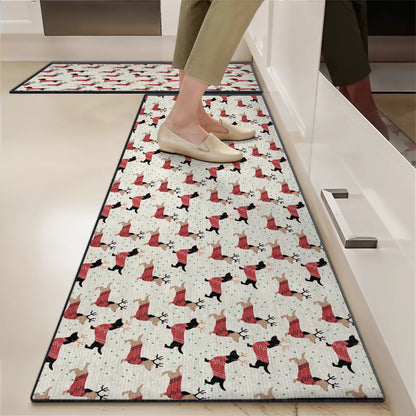 Tapis de sol antidérapant ultra fin Shineful, tapis de cuisine, teckels de Noël joyeux