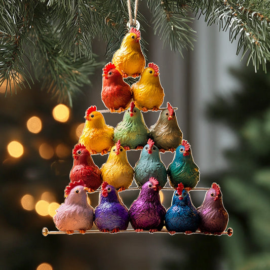 Shineful 2D Acrylic Ornament Rainbow Rooster Pyramid