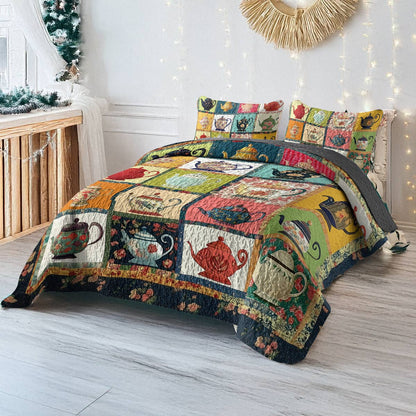 Shineful All Season Quilt 3-teiliges Set - Vintage-Teekanne 