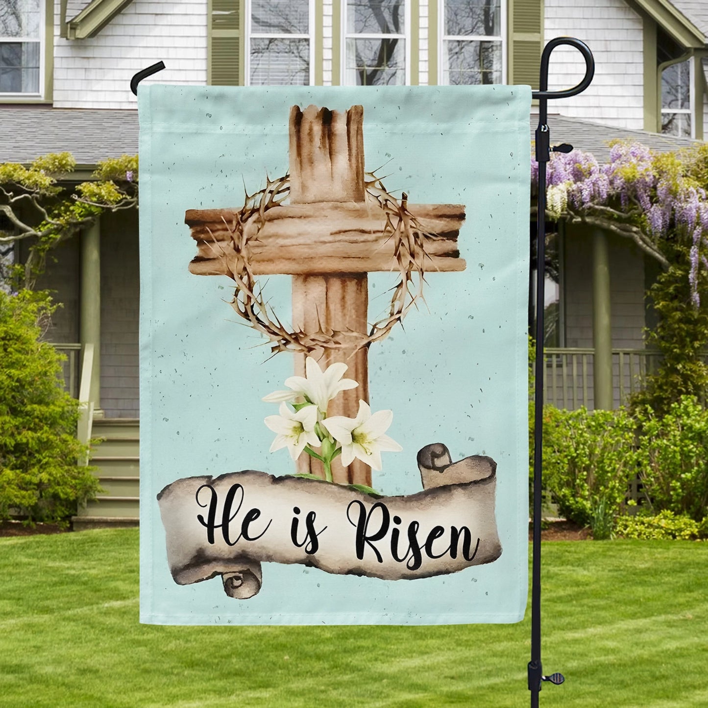 Shineful Garden Flag 12" x 18" Peaceful Easter Cross