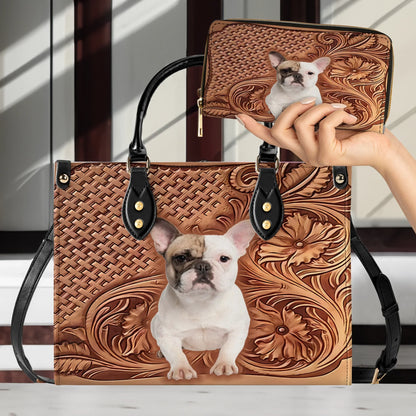 Sac en cuir brillant Bouledogue français Élégance