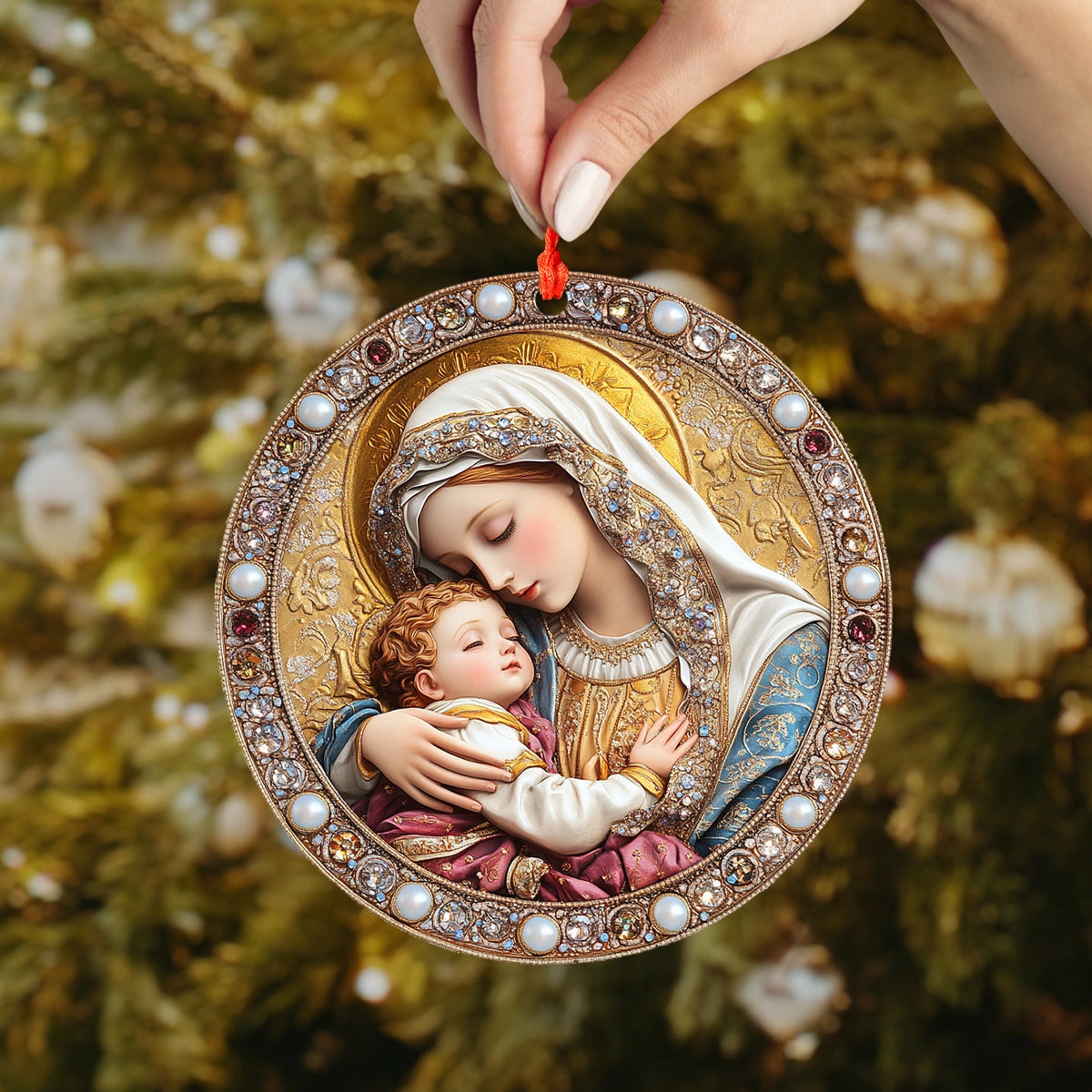 Glänzendes 2D-Acryl-Ornament Maria Maternal Grace