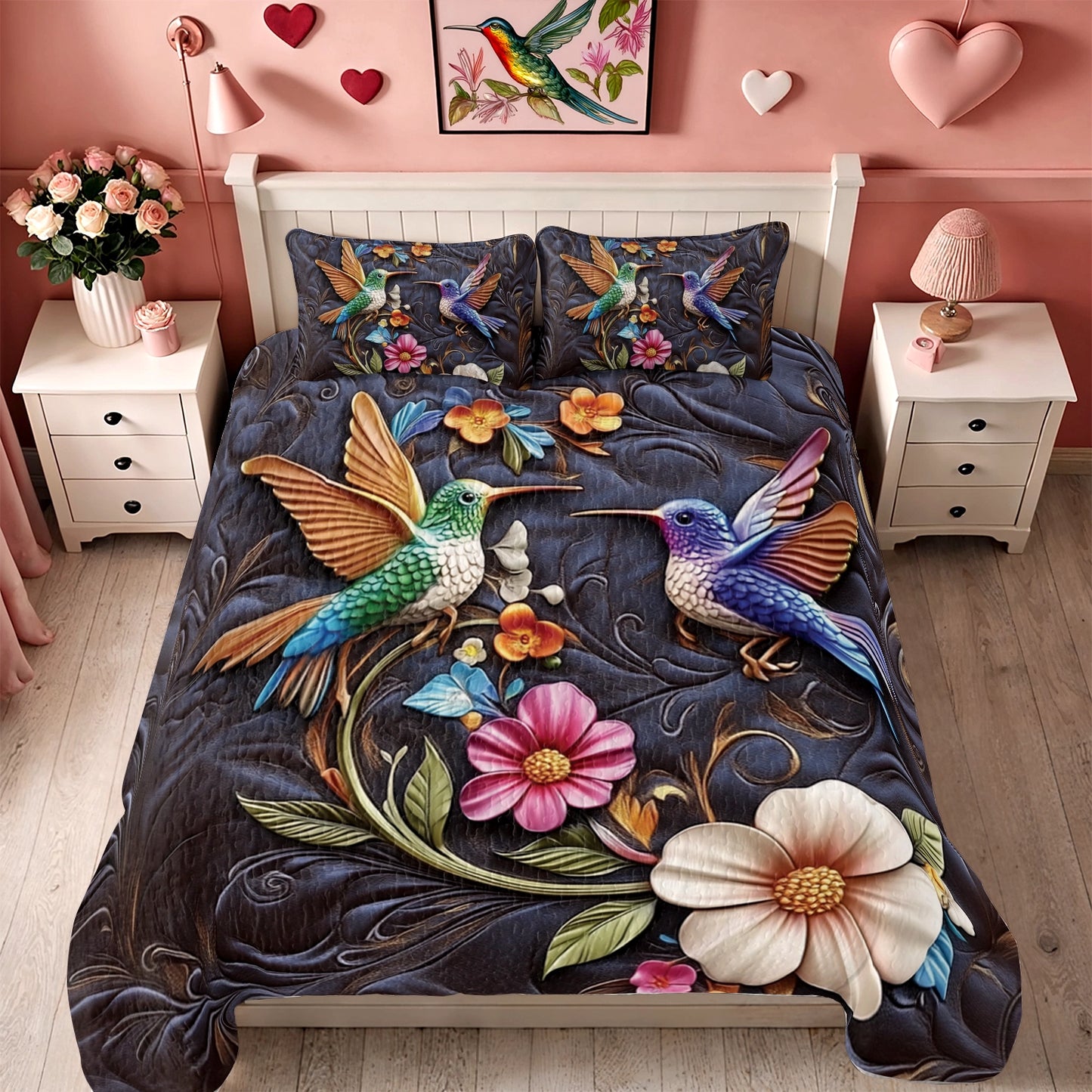 Shineful All Season Quilt 3-Piece Set Hummingbird Dream