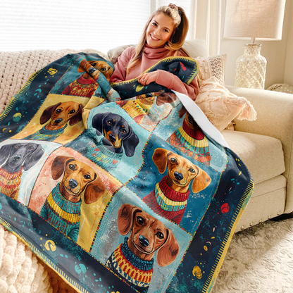 Shineful Fleece Blanket Retro Dachshund