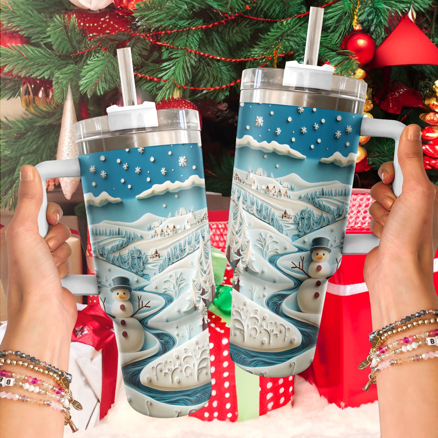 Shineful Glossy Tumbler Winter Village