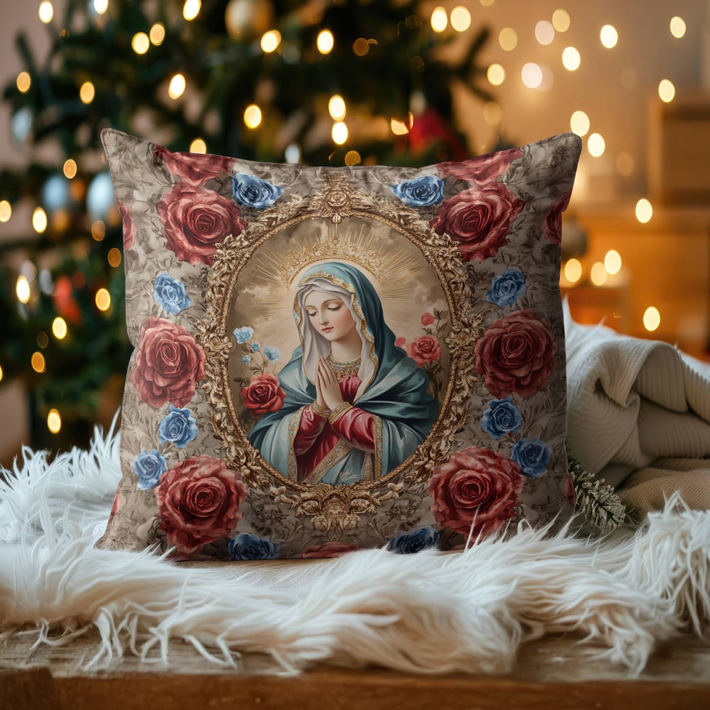 Shineful 2D Print Cushion Cover, Pillowcase, Pillows Covers Heavenly Rose and Mary