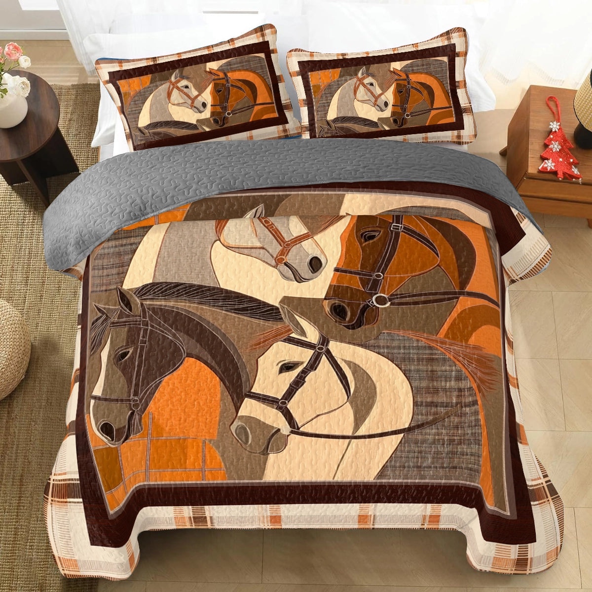 Shineful All Season Quilt 3-Piece Set Masterpiece In Horse