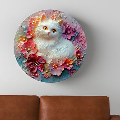 Shineful 2D Metal Sign Floral Cat