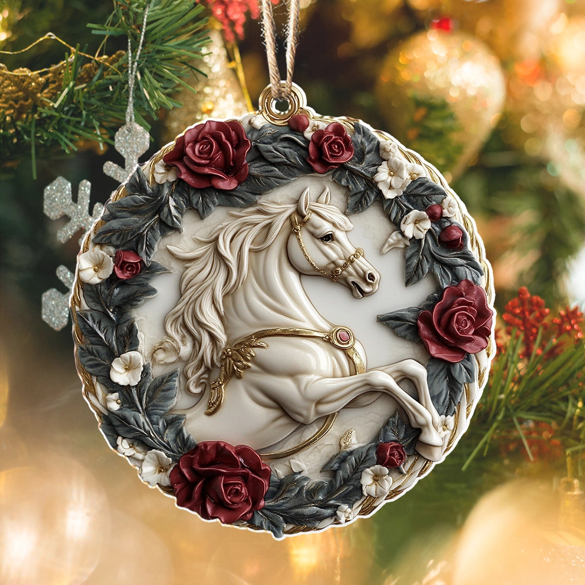 Shineful 2D Acrylic Ornament Horse Noble Rose Stallion