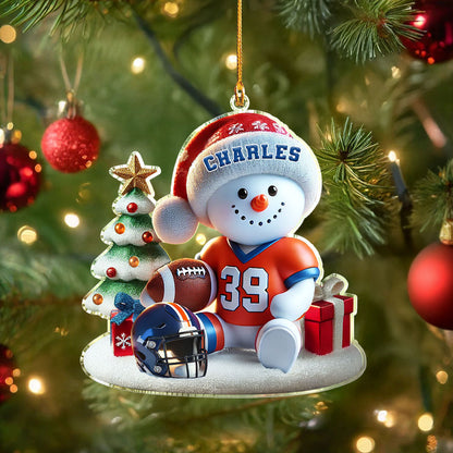 Shineful Personalized 2D Acrylic Ornament Snowmen Play Football