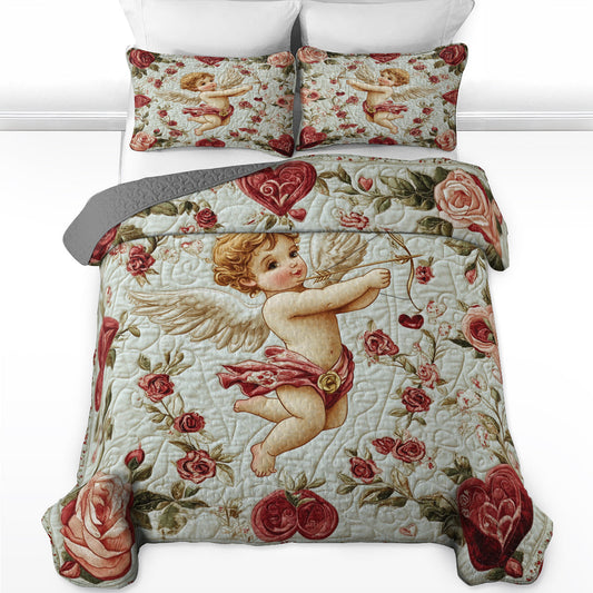 Ensemble de courtepointe toutes saisons Shineful Flat Print 3 pièces - Cupid's Cozy 