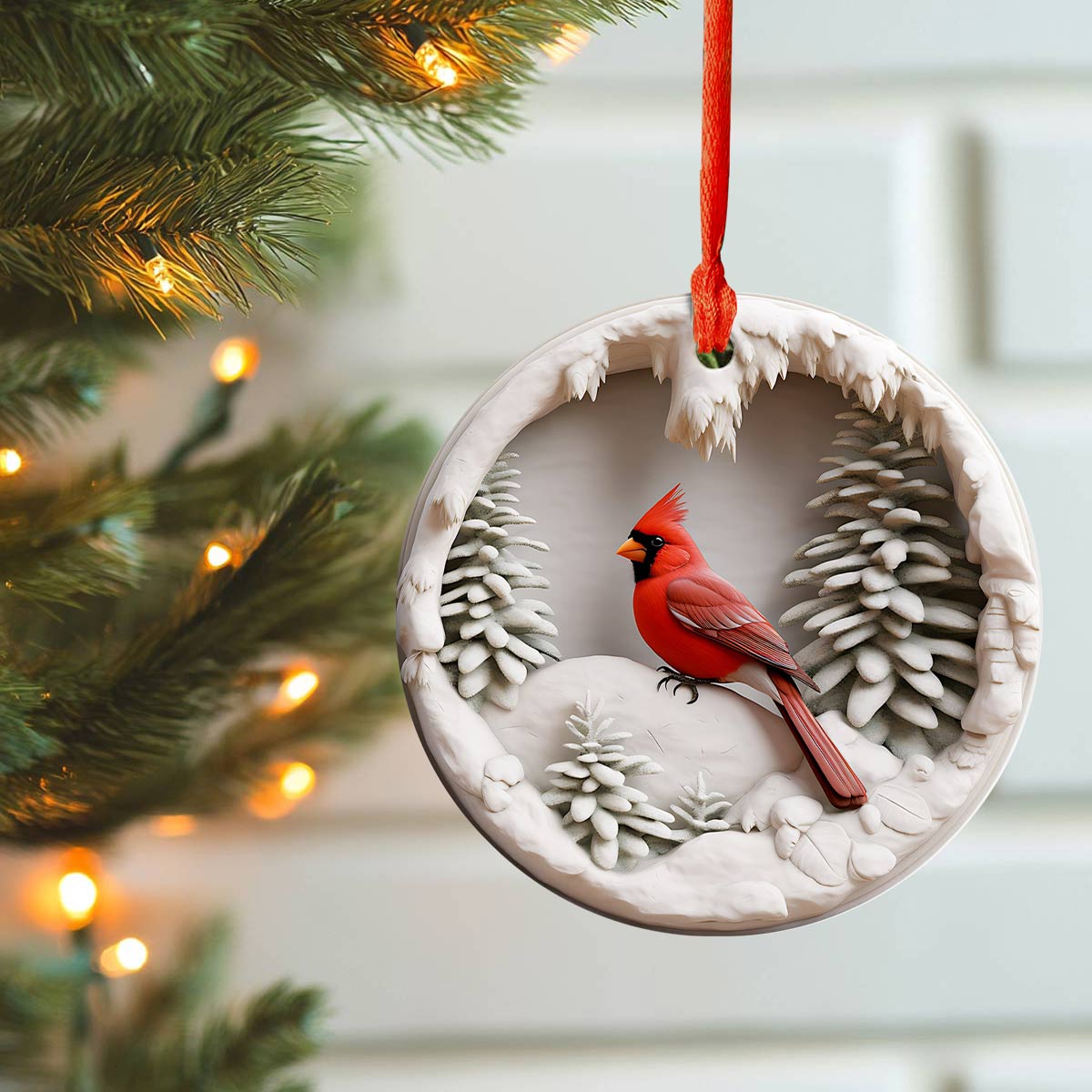 Shineful 2D Acrylic Ornament Cardinal Christmas