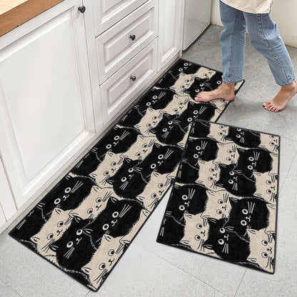 Shineful Ultra-Thin Non Skid Floor Mat, Kitchen Rugs Cute Face Cats