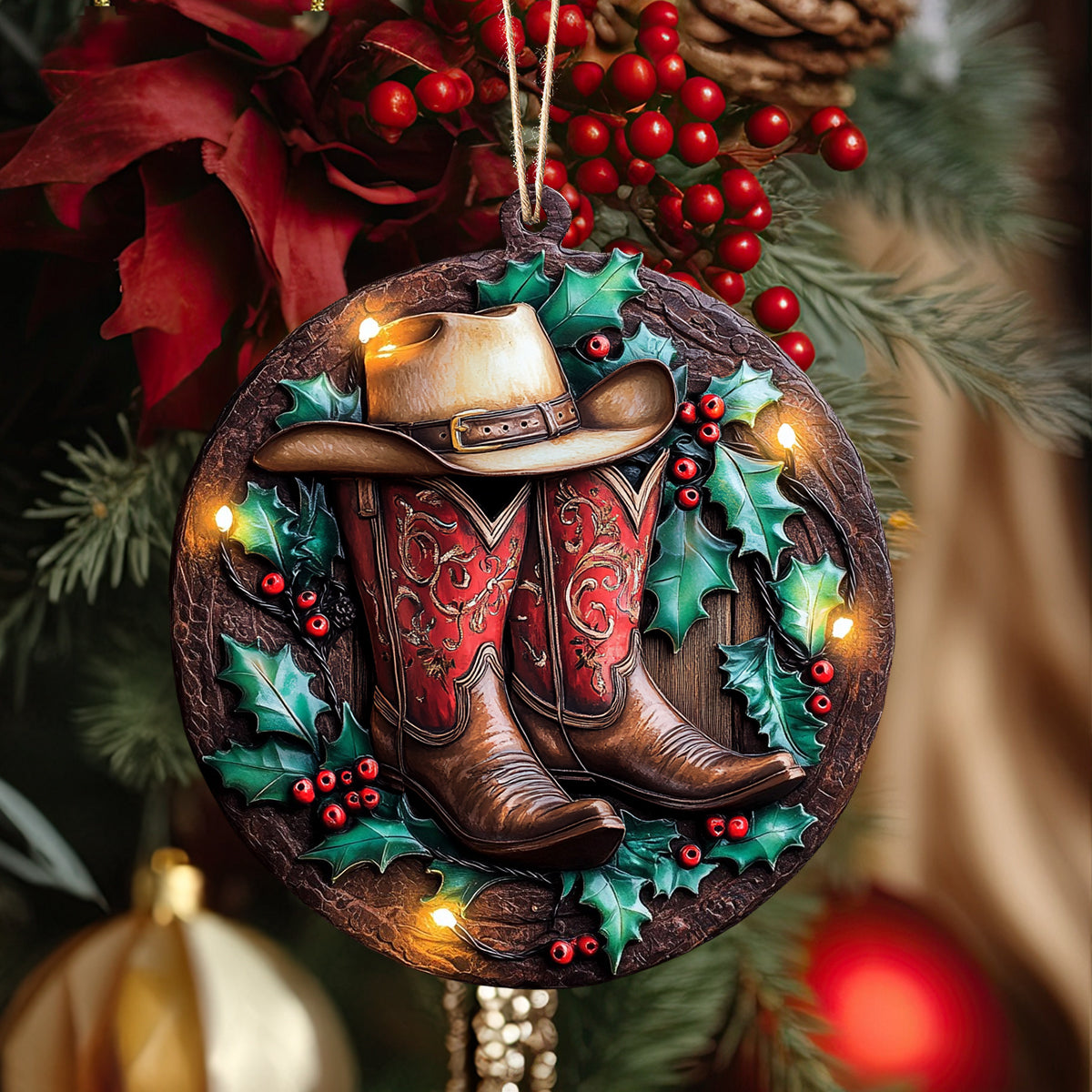 Shineful 2D Acrylic Ornament - Cowboy Boot Christmas