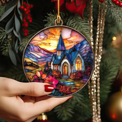 Shineful Acrylic Ornament Sunset Chapel