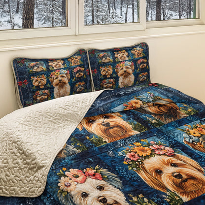 Shineful All Season Quilt 3-Piece Set - Yorkie Floral Dreams