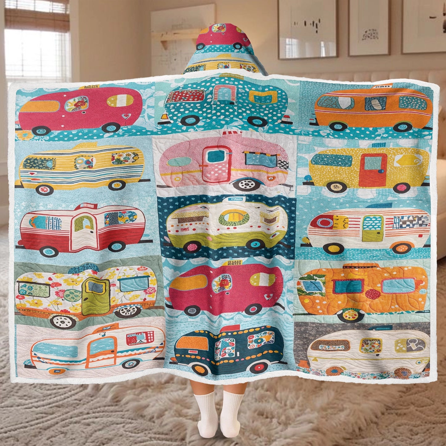 Shineful Wearable Hooded Blanket - Vintage Camper