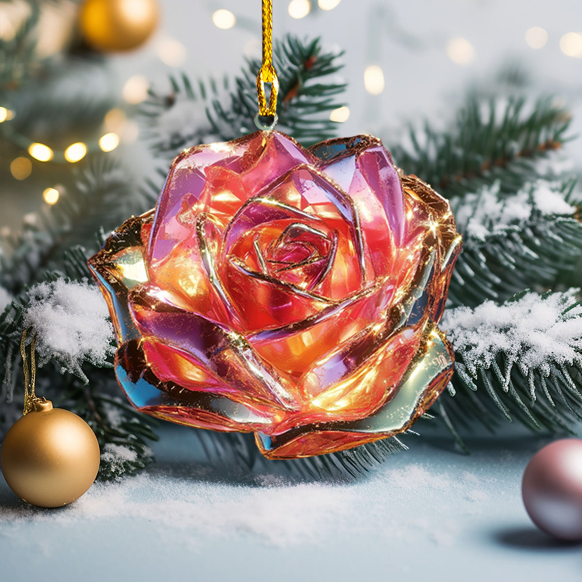 Shineful 2D Acrylic Ornament Stunning Crystal Rose