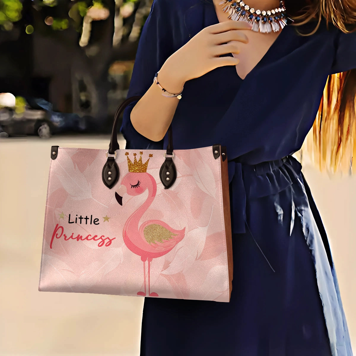 Sac en cuir brillant Little Princess Flamingo