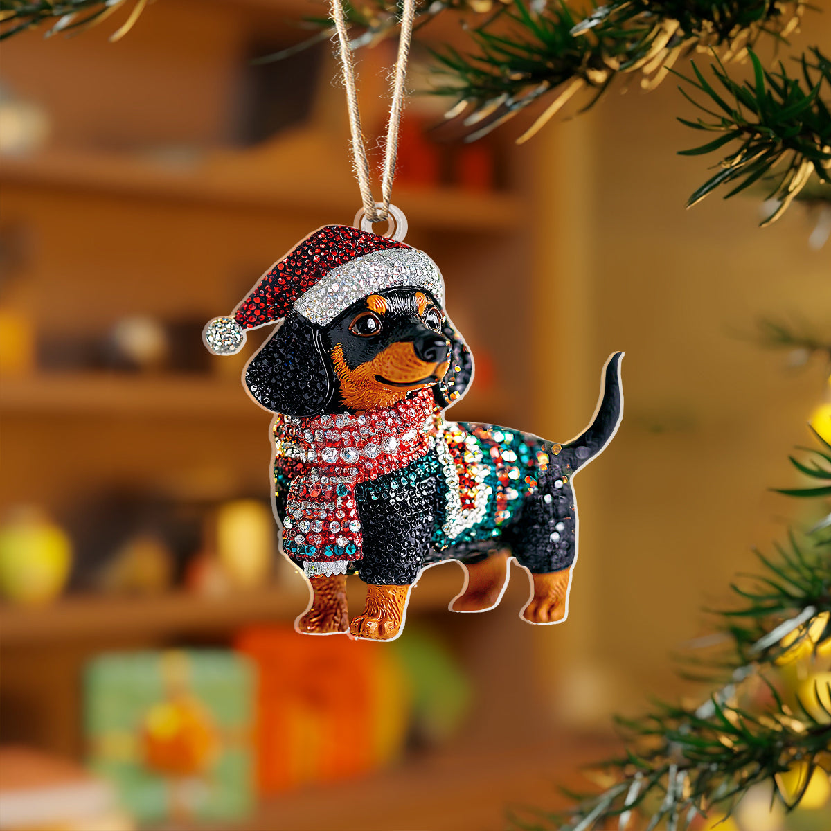 Shineful 2D Acrylic Ornament Christmas Dachshund Collection