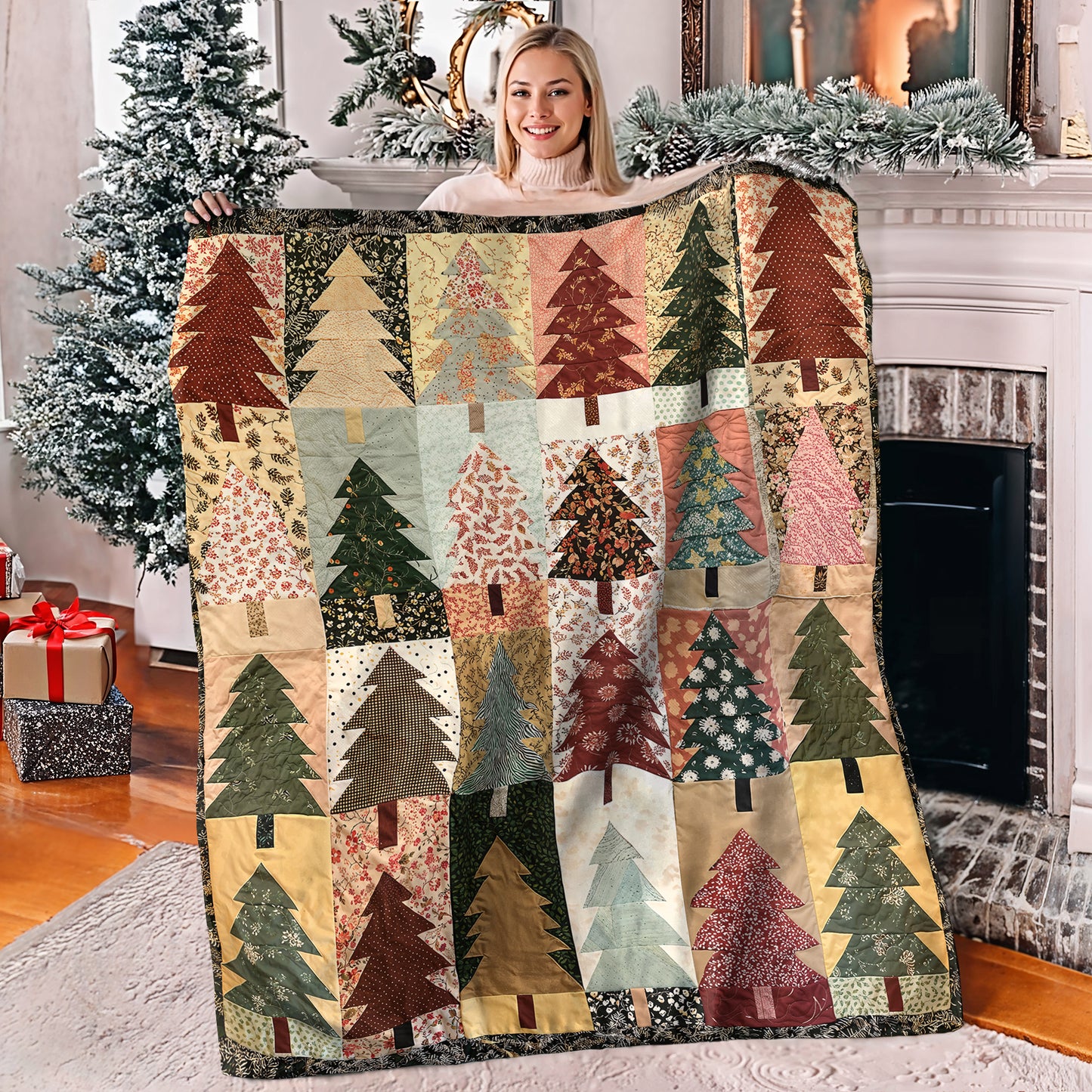 Couverture polaire brillante Motif sapin de Noël festif