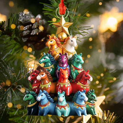 Shineful 2D Acrylic Ornament Horse Christmas Tree