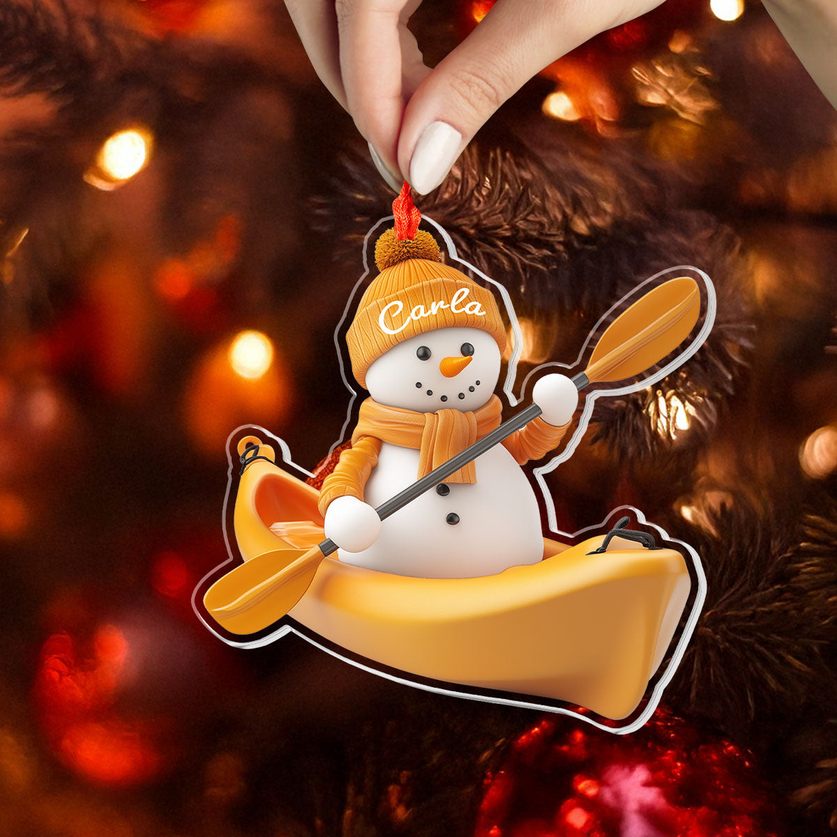 Shineful 2D Acrylic Ornament - Personalized Kayaking Snowmen