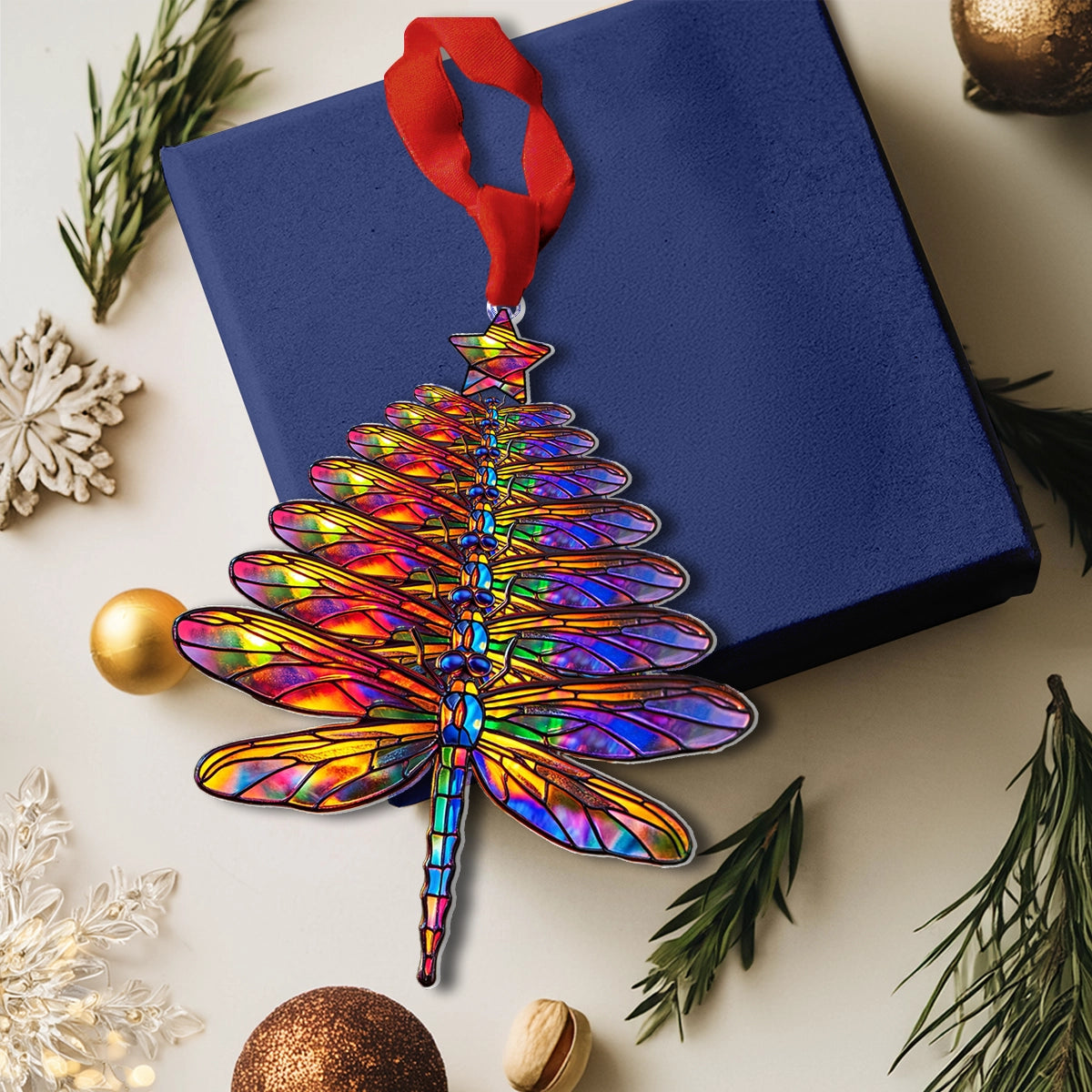 Shineful 2D Acrylic Ornament Radiant Dragonfly Christmas Tree