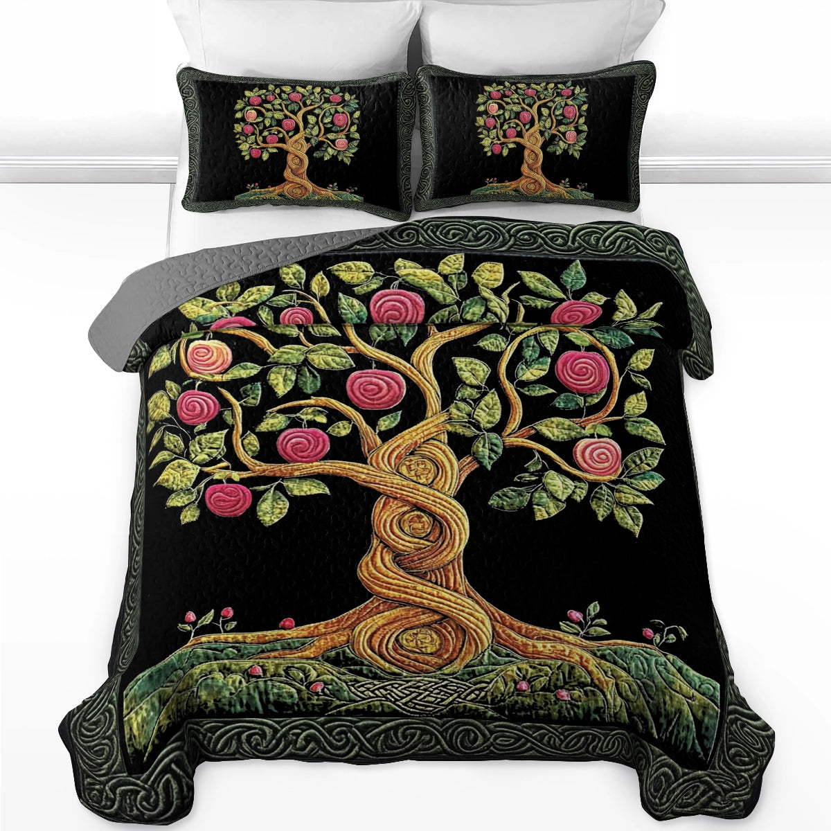 Shineful All Season Quilt 3-Piece Set - Irish Celtic Apple Blossom