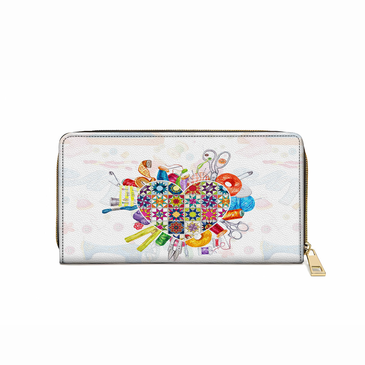 Glänzende Clutch aus Leder mit Handschlaufe und Herz-Tasche Glänzende traditionelle Quiltblöcke 1