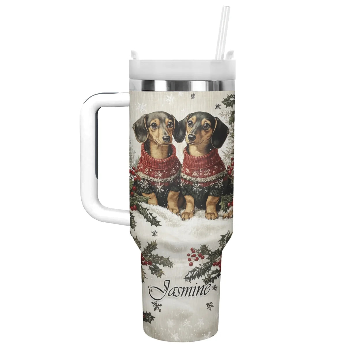 Shineful Tumbler Personalized Christmas Dachshunds