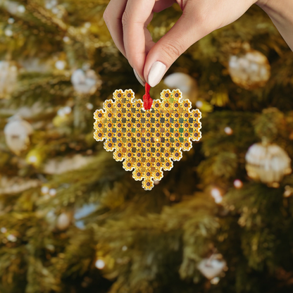 Shineful 2D Acrylic Ornament Sunflower Heart Crochet