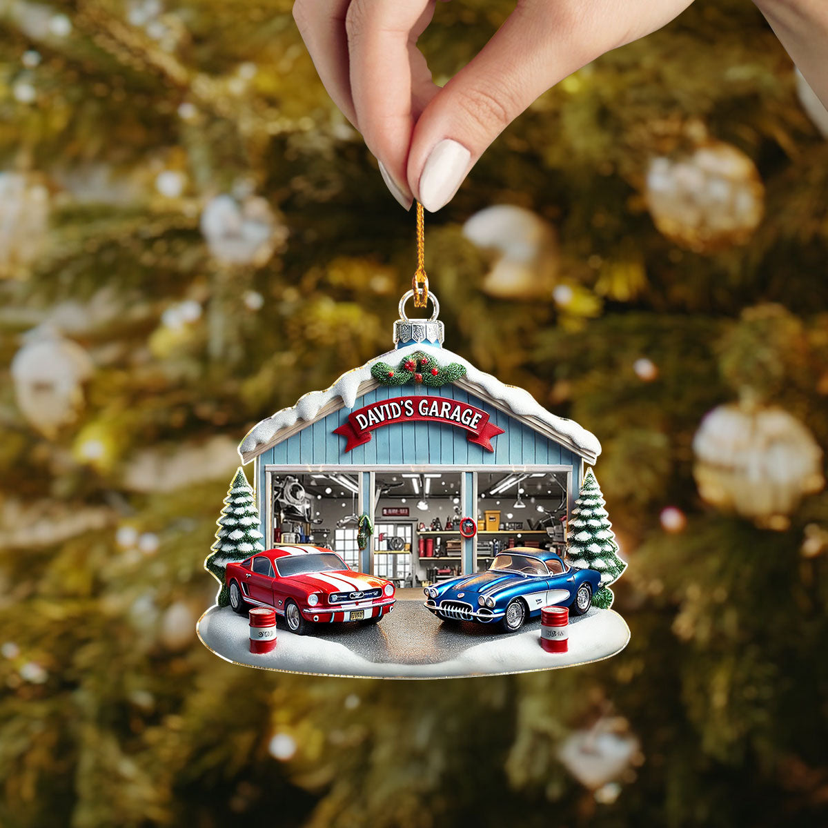 Shineful 2D Acrylic Ornament Personalized Classic Car Garage