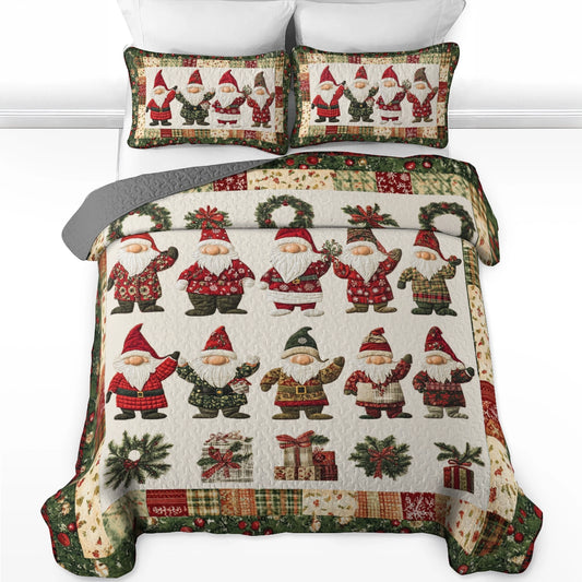 Shineful All Season Quilt 3-Piece Set Jolly Gnomes Christmas