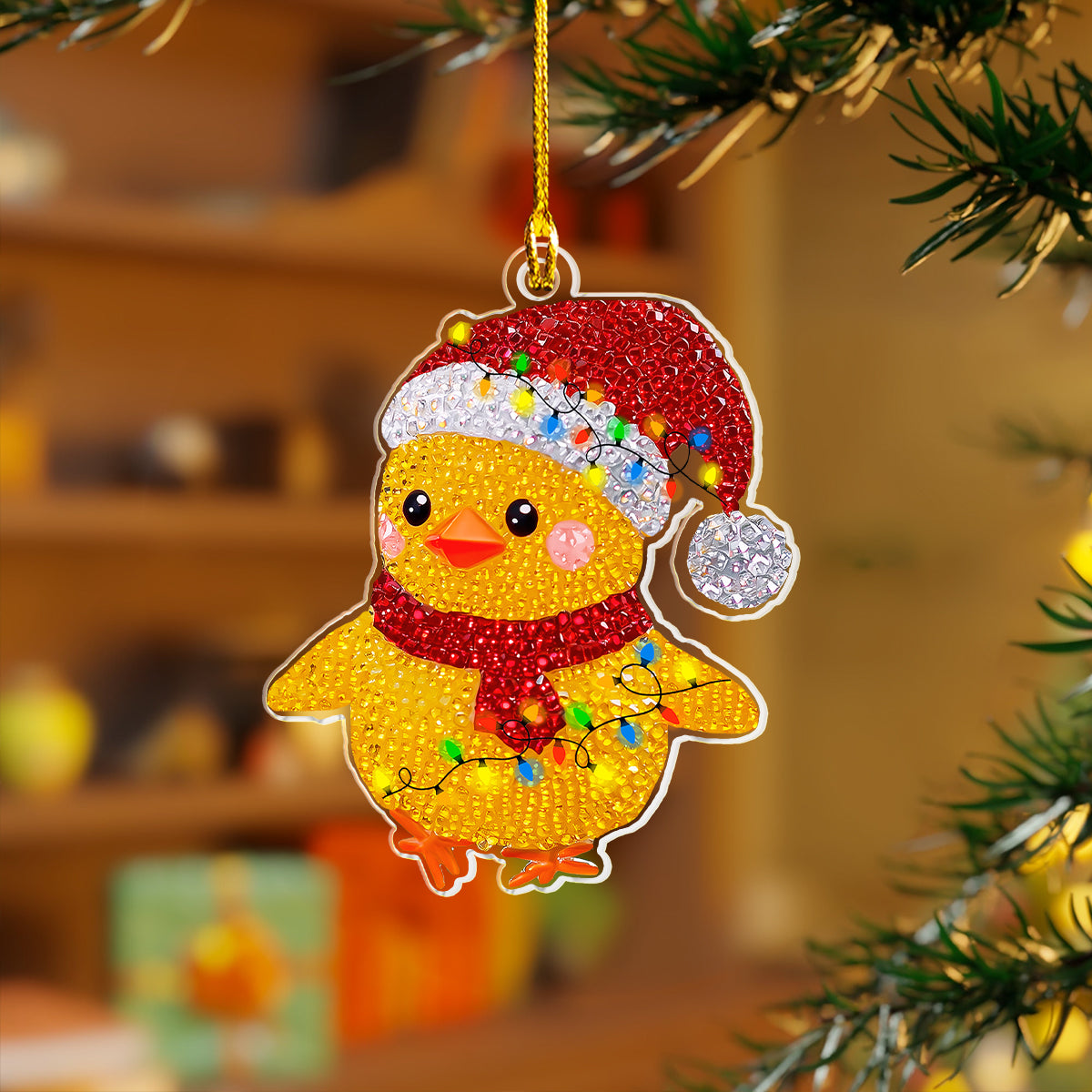 Glänzendes 2D-Acryl-Ornament „Twinkling Baby Chicken Collection“